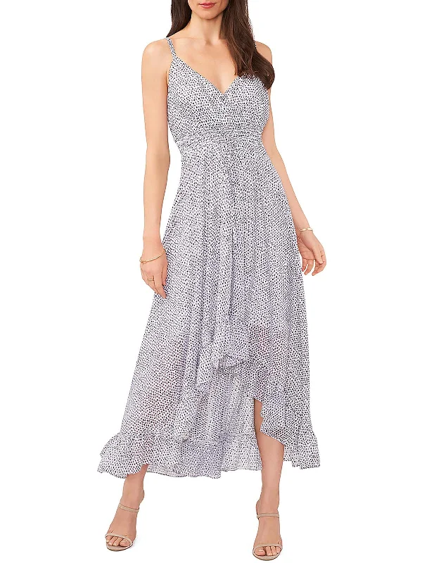 Savings Alert Womens Smocked Printed Maxi Dress