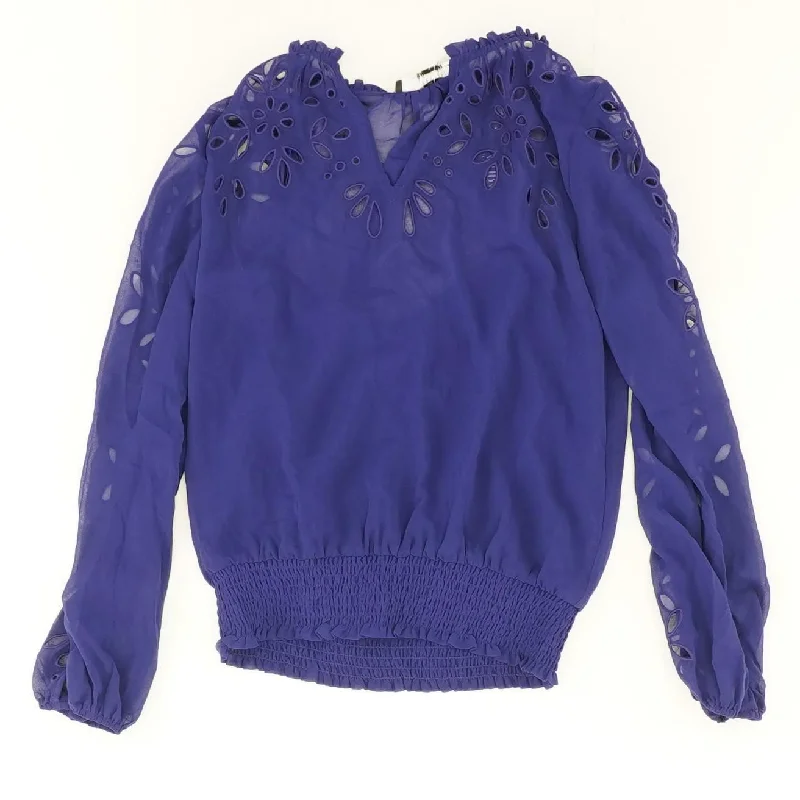 Closeout Indigo Solid Long Sleeve Blouse