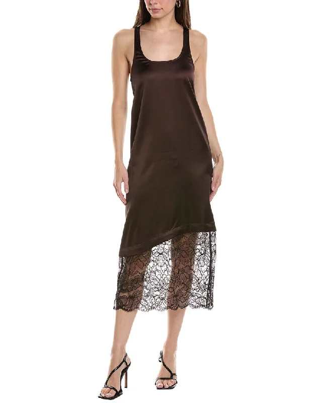 Amazing Deals GANNI Lace Mix U-Neck Midi Dress