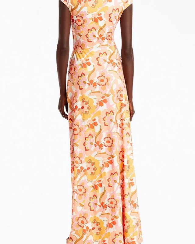 Customer Appreciation Sale Lizette Cutout Slinky Knit Maxi Dress In Vintage Coral Floral | Vintage Coral Floral