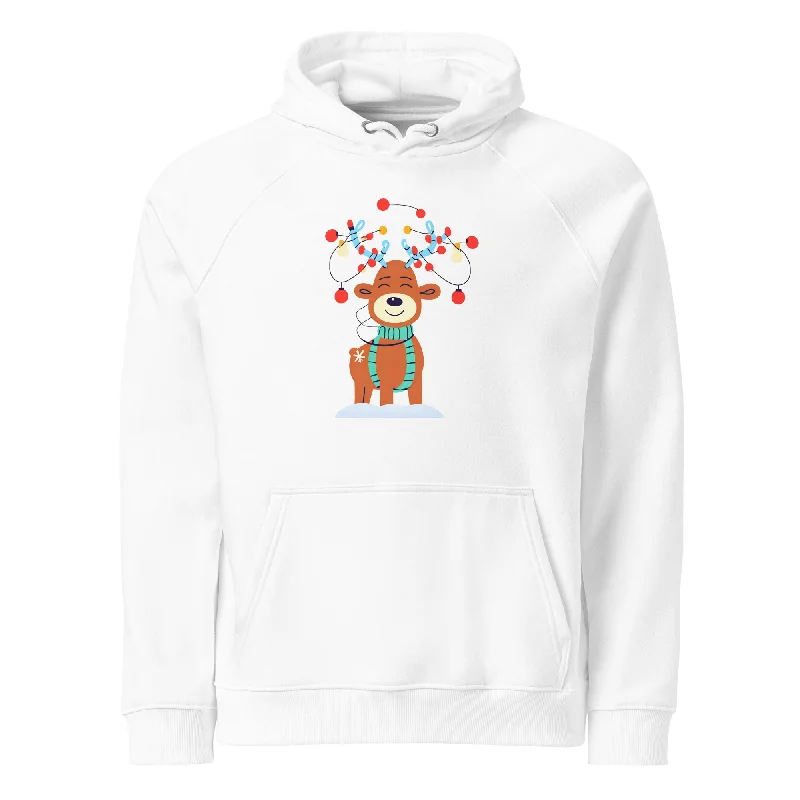 Deal Dash Cheerful Reindeer Christmas Graphic Women Eco Raglan Hoodie