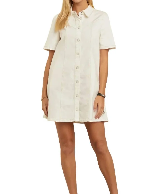 Warehouse Sale Denim Mini Dress In White