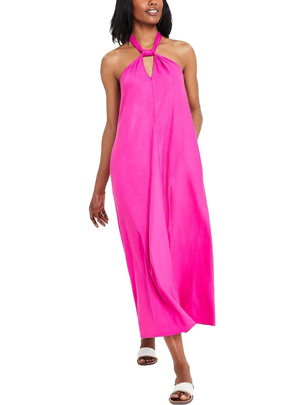 Incredible Offers Petites Womens Linen Maxi Maxi Dress
