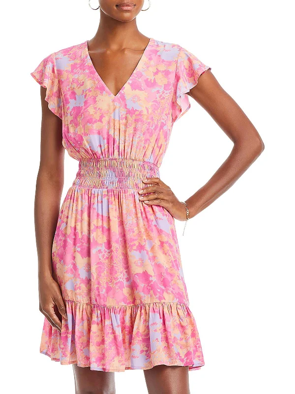 Season Finale Sale Womens Pleated Ruffles Midi Dress