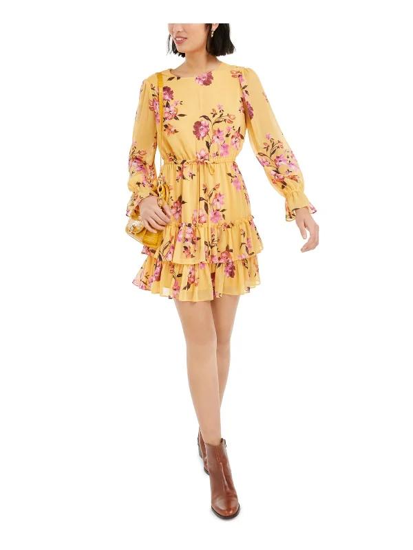 Sale Event Womens Floral Ruffled Mini Dress