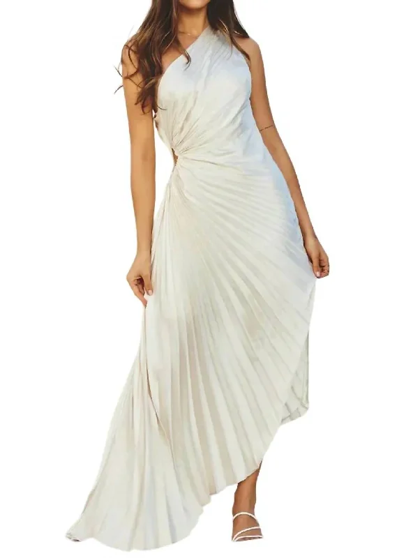 Reduced Prices Olympia Asymmetrical Pleated Maxi Dress In White