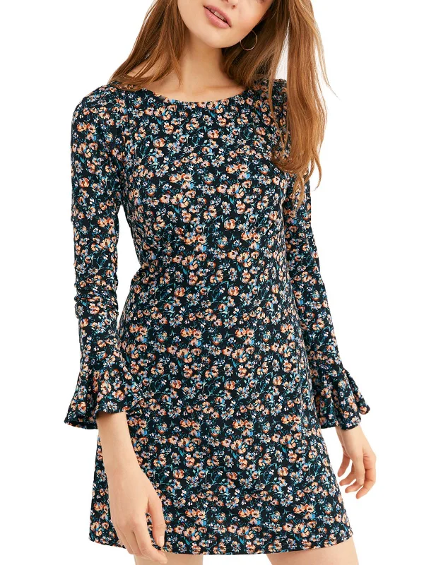 Value Deals Say Hello Womens Knit Floral Print Mini Dress