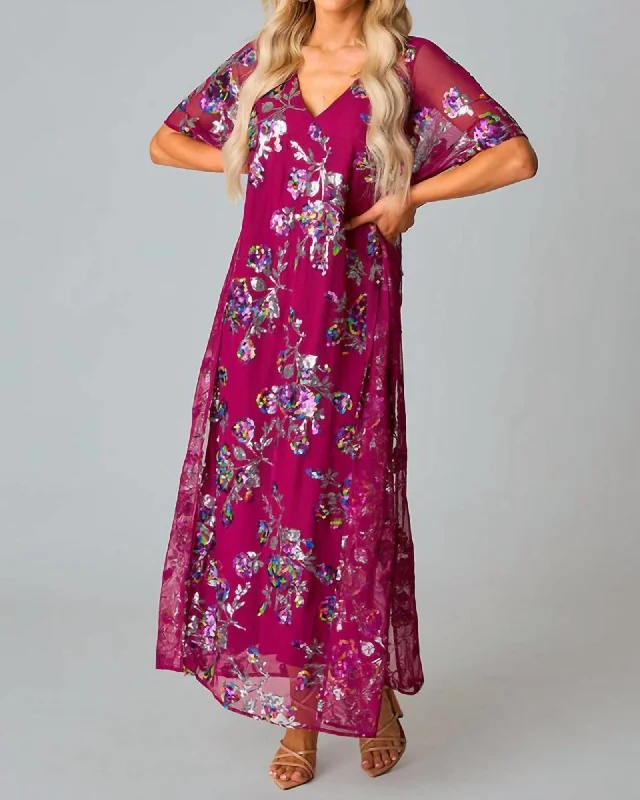 Value Deals Atlas Sequin Caftan In Red Sangria | Red Sangria