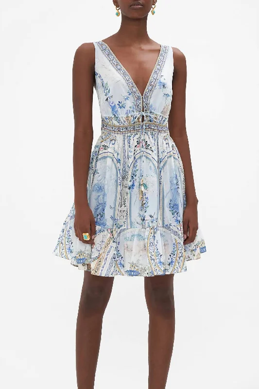 Exclusive Preview Shirred Waist Detail Mini Dress In Season Of The Siren