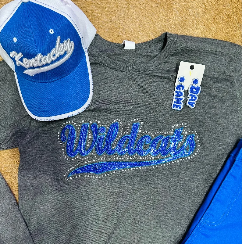 Take Advantage Wildcats Sequin Long Sleeve Tee on Heather Charcoal