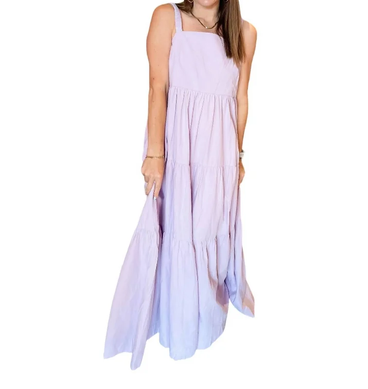 Buy Now Poplin Tier Maxi Dress In Lavender