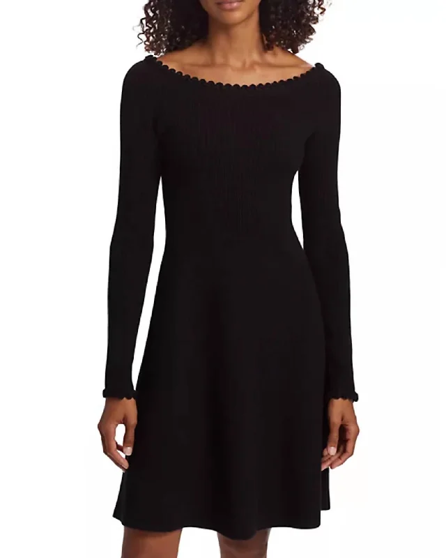 Bonus Savings Open Neck Fit And Flare Mini Dress In Black