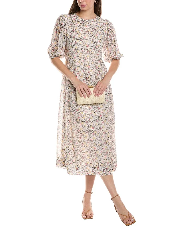 Bargain Prices GANNI Printed Georgette Puff Sleeve Midi Dress