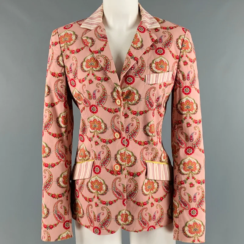 Can't Miss ETRO Size M Pink Red Cotton Elastane Paisley Blazer