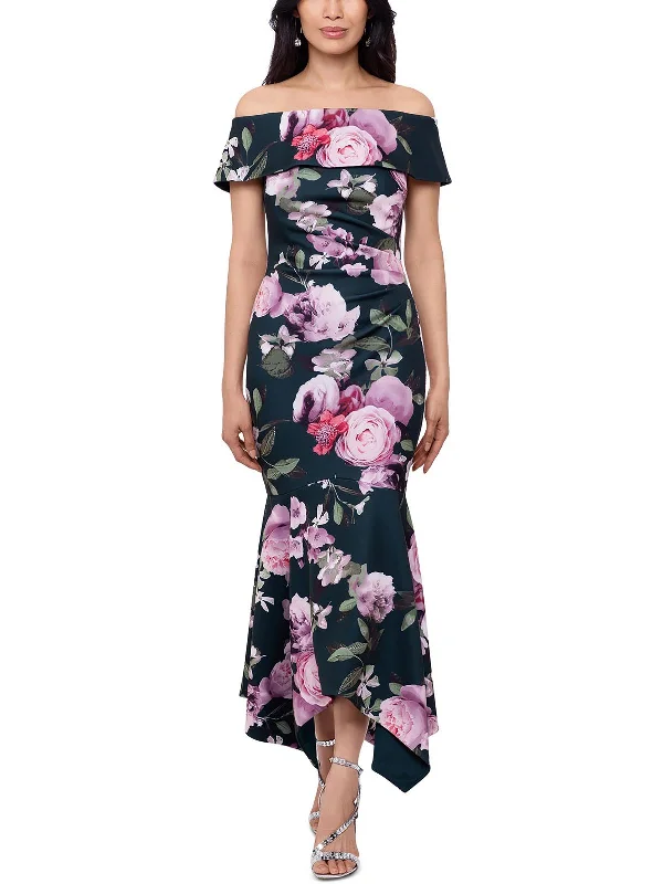 Overstock Sale Womens Floral Print Long Cocktail And Party Dress