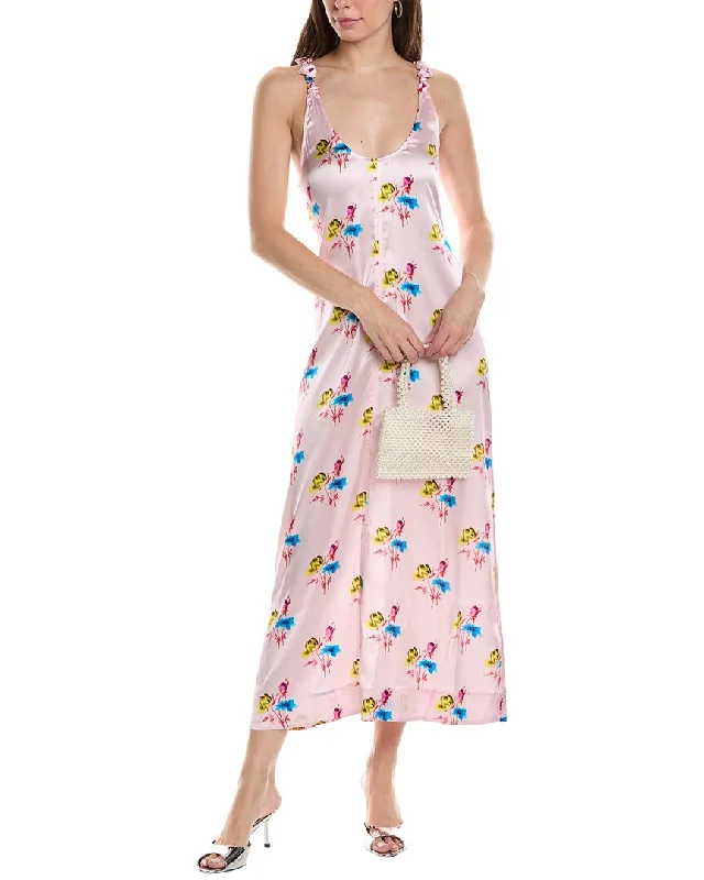 Best Bargains GANNI Strap Silk-Blend Midi Dress