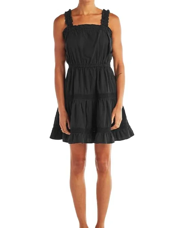 Crazy Deals Ruffle Strap Tiered Dress In Black