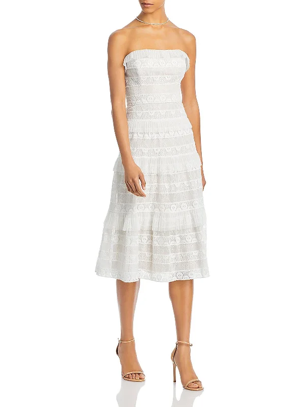 Grand Opening Sale Womens Lace Strapless Midi Dress
