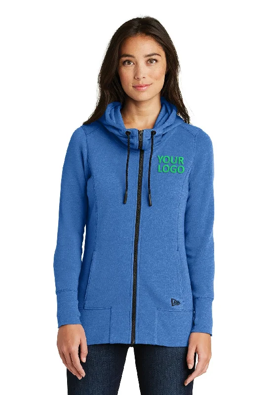Special Discount New Era Ladies Tri Blend Fleece Custom Zip Hoodies, Royal Heather
