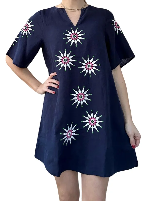 Bonus Savings Gemma Star Flower Dress In Navy
