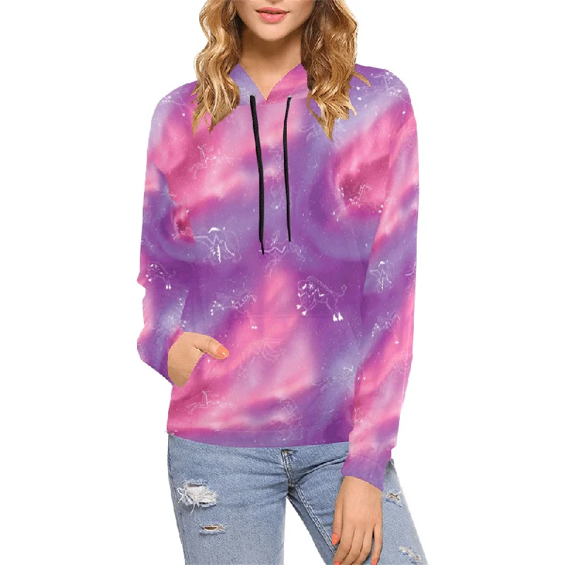 Don't Wait Animal Ancestors 7 Aurora Gases Pink and Purple Hoodie for Women (USA Size)
