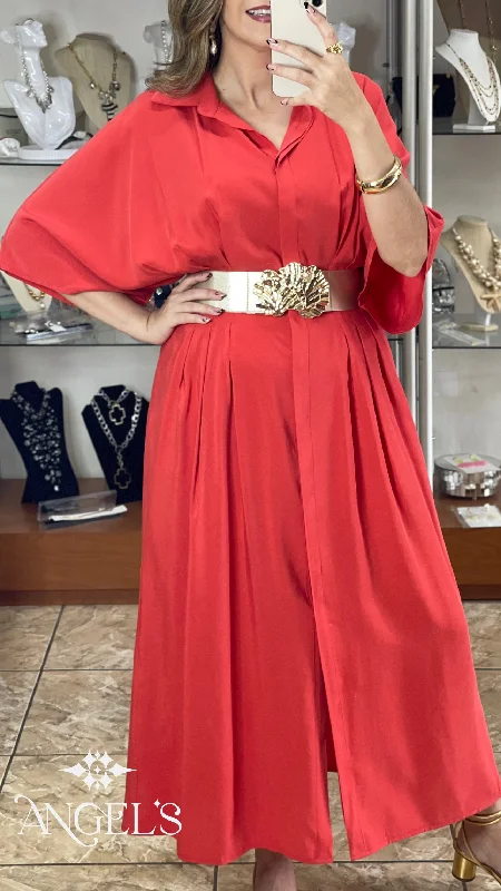 Buy Now Button Down OS Solid Dress