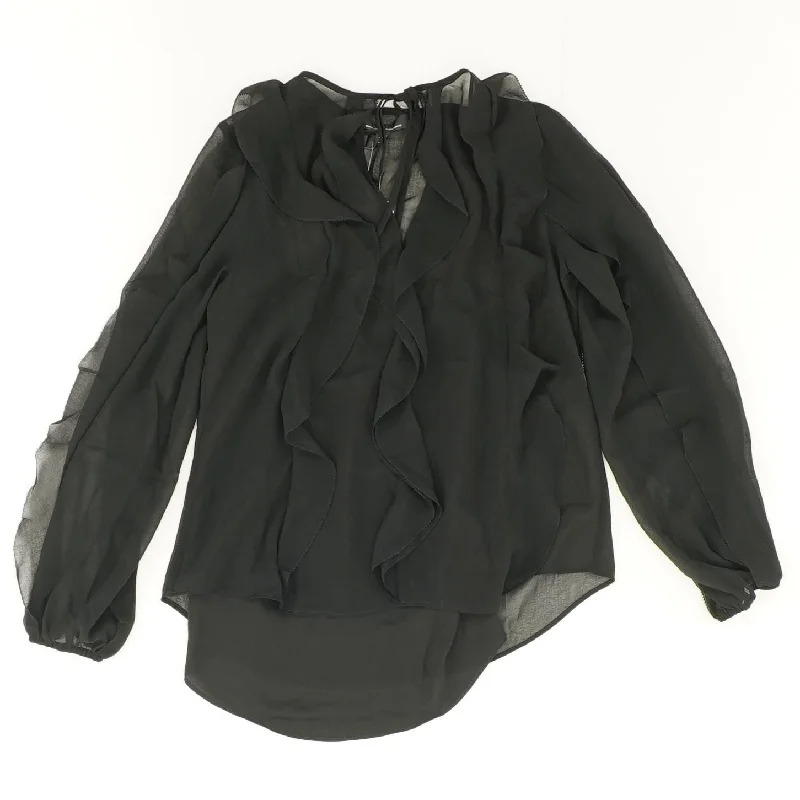 Bonus Savings Black Solid Long Sleeve Blouse