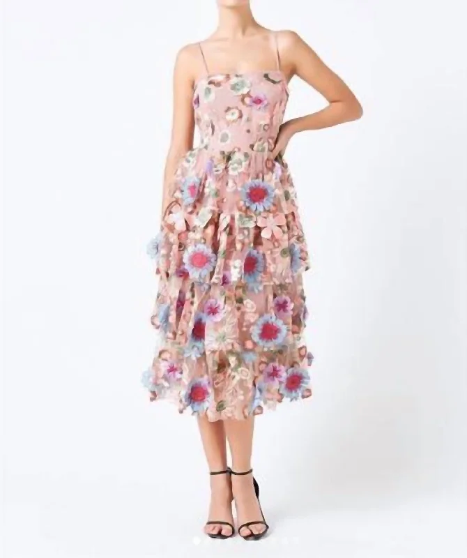 Referral Discount Paisley Midi Dress In Floral Blush Pink