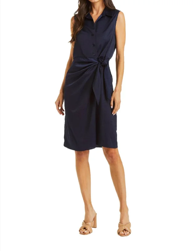 Deal Dash Crystal Wrap Shirt Dress In Navy