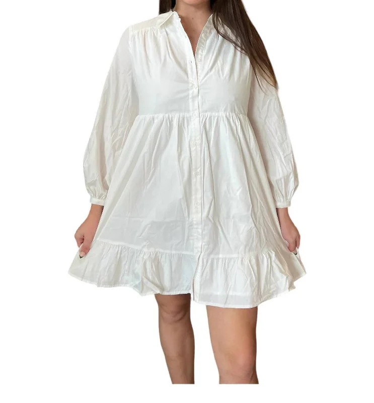 Reduced Prices Poplin Mini Shirt Dress In White