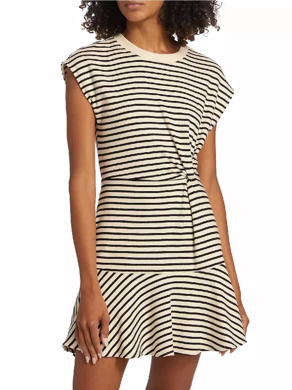 Can't Miss Maeve Stripe Stretch Cotton Mini Dress In Cream/black