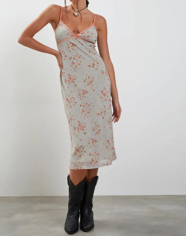 Midnight Sale Camelia Mid Dress in Ditsy Rose Cluster