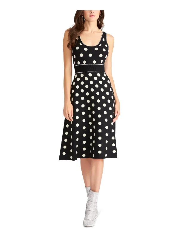 Daily Deals Womens Polka Dot Crew Neck Midi Dress