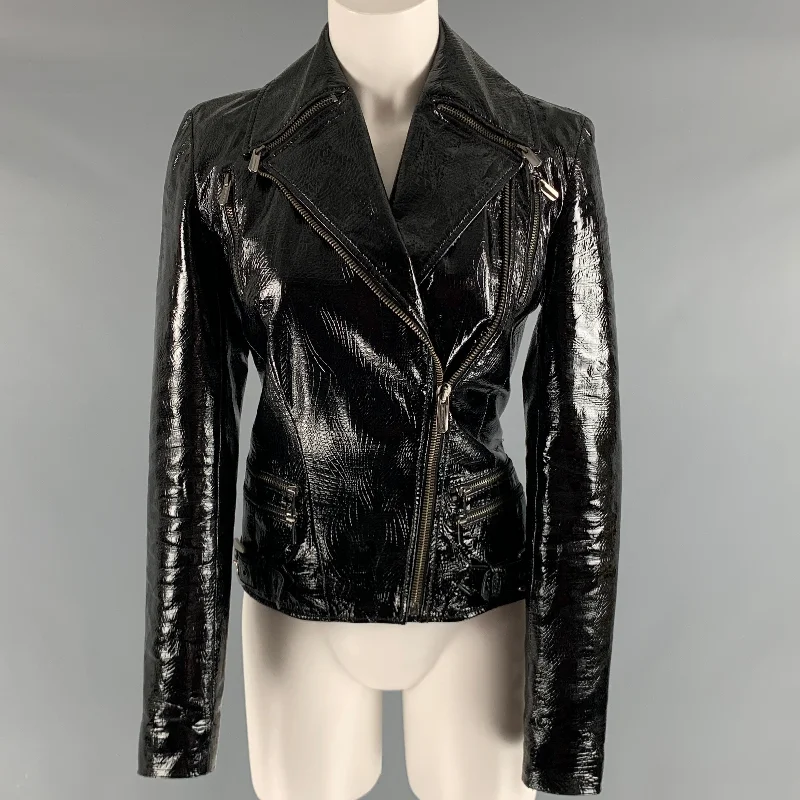 Discount Days VERSUS by GIANNI VERSACE Size XS Black Not Listed Patent Biker Jacket