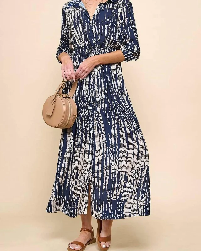 Last Chance Tie Dye Maxi Dress In Navy/Taupe | Navy/Taupe