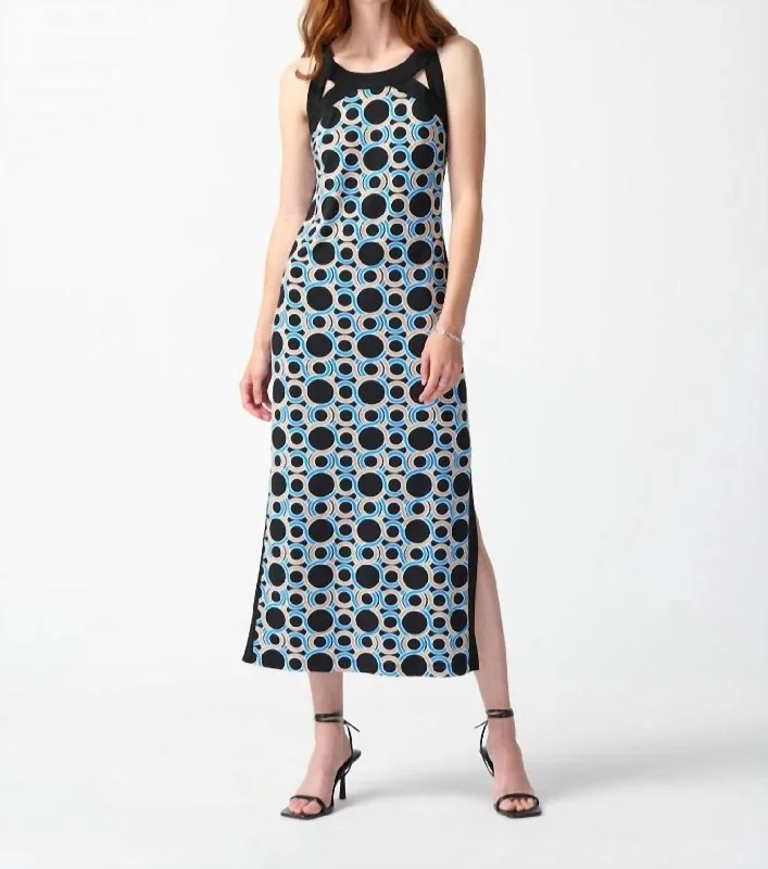 Friends and Family Sale Geometric Print Maxi Dress In Black/multi