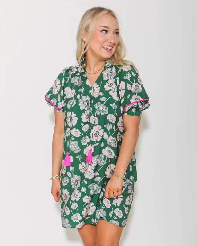 Year-End Clearance THML Flowered Green Dress